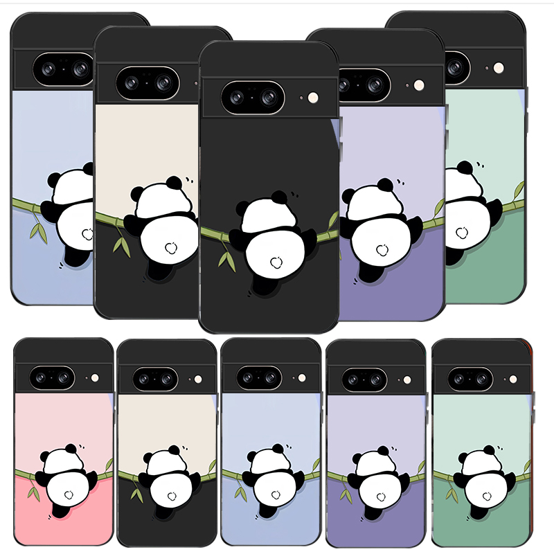 Google Pixel 9 - Niedliche und bezaubernde Panda-Handyhülle aus schwarzem