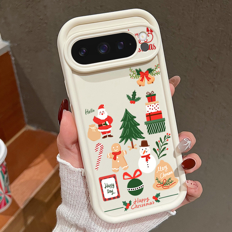 Google Pixel 9 - Frohe Weihnachten Muster Weiche TPU Handyhülle